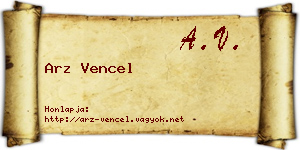Arz Vencel névjegykártya